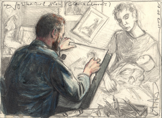 Van Gogh sketches Sien (Clasina Hoornik)