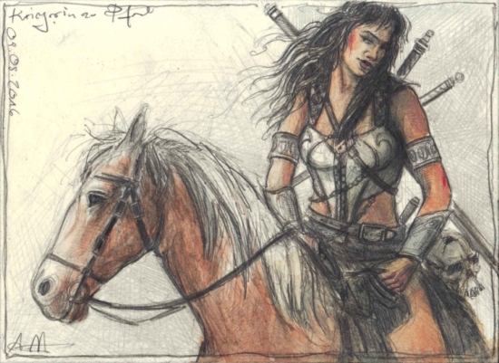 Female Warrior on horse