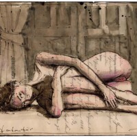 Nude in front of the garden door