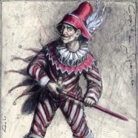 9,84 x 6,88 inches, pen drawing, colored pencil, water color,
250 mm x 175 mm, Bleistift,Farbstift, Aquarell | Dvz. 1572