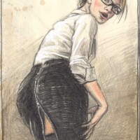 Miss Secretary with open skirt